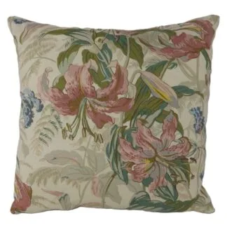 Vintage Lily Pink Floral Cushion