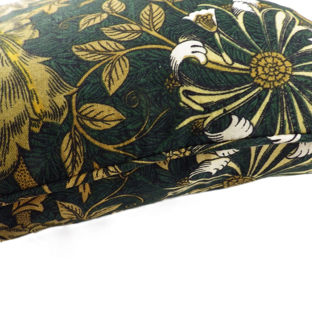 Green & Gold William Morris Vintage Honeysuckle Floral Cushion